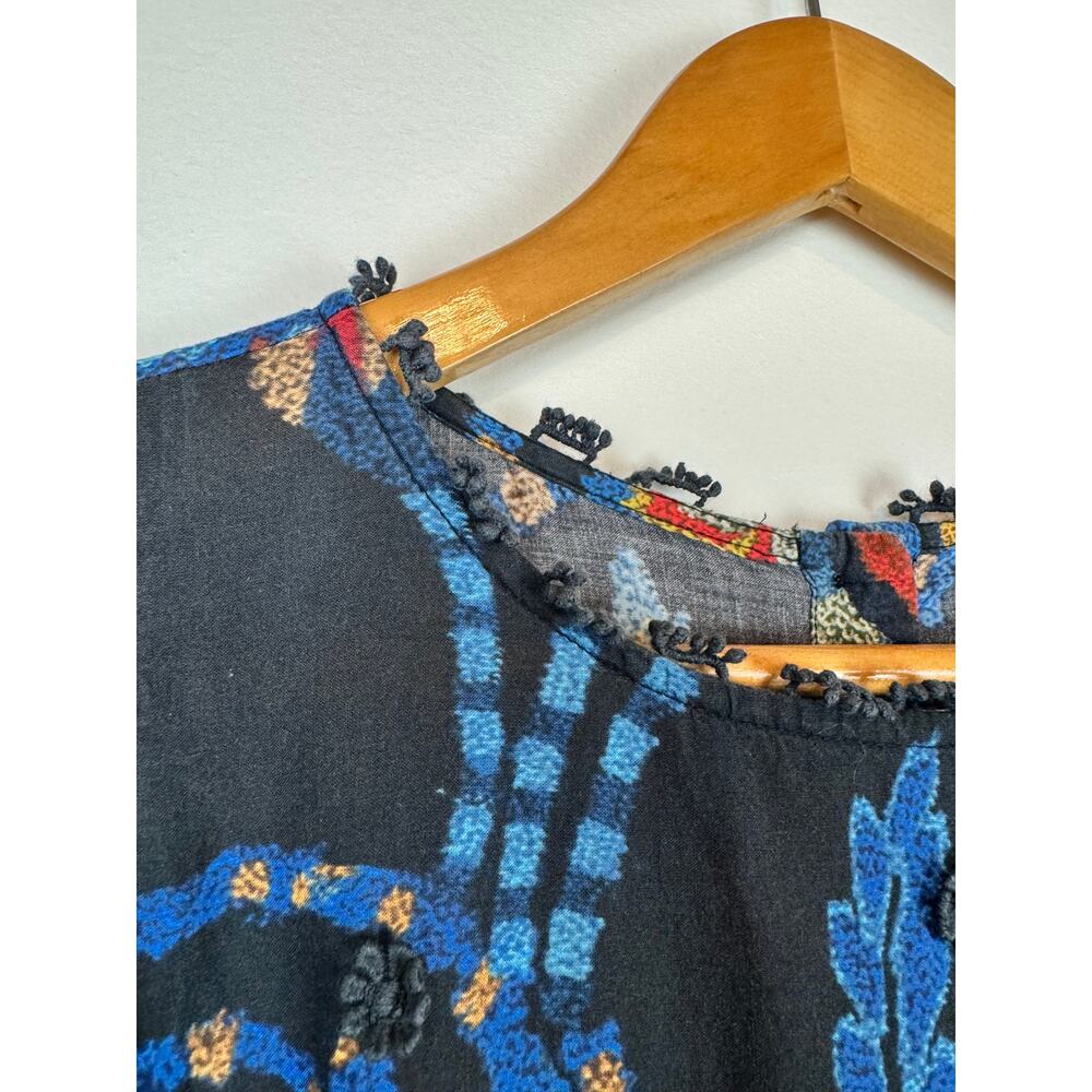 FARM RIO Women Sunset Tapestry Black Puffer Sleeve Mini Dress size M - Picture 9 of 16